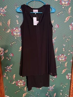 Lynn Ritchie Silver-Black Sleeveless Layered Tunic Dress $185 retail NWT